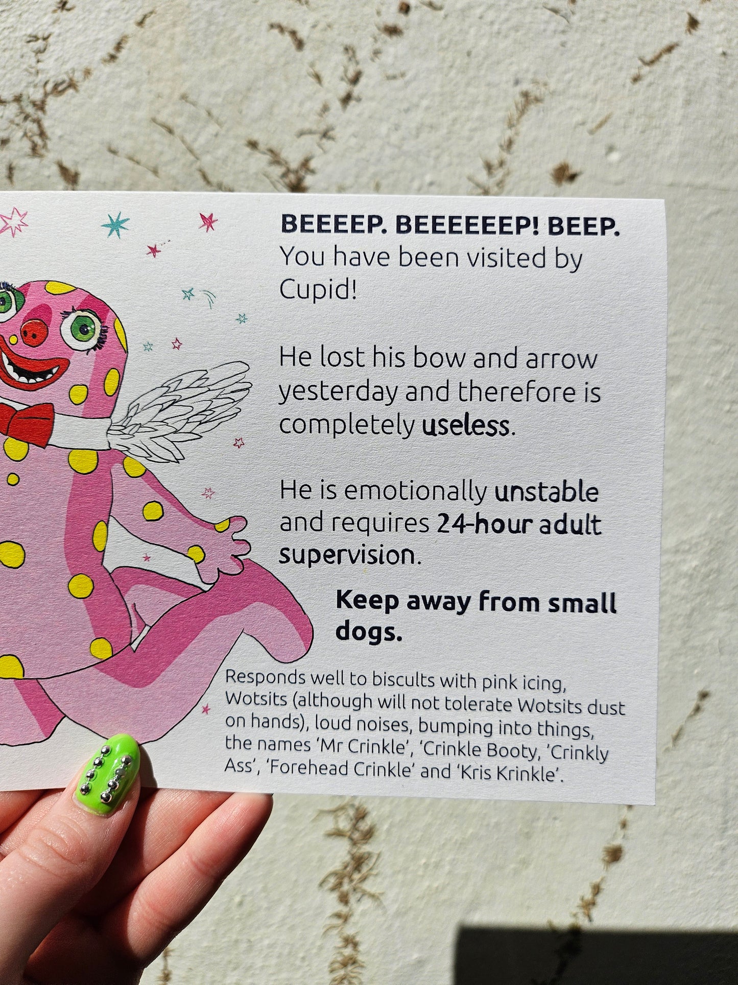 Cupid Mr Blobby Card