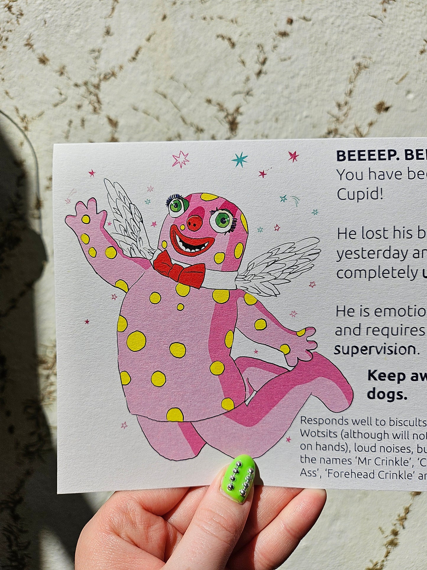 Cupid Mr Blobby Card