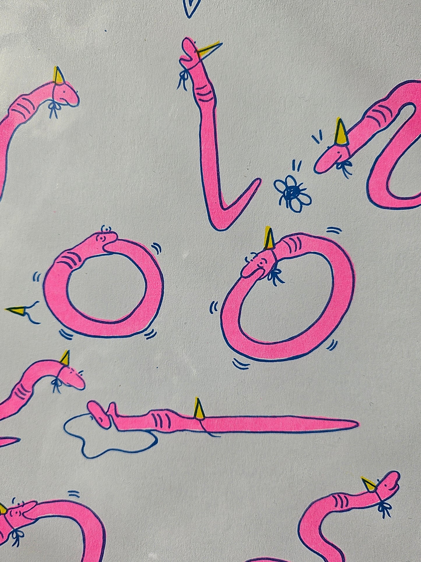 A4 "Party Worms" Riso Print