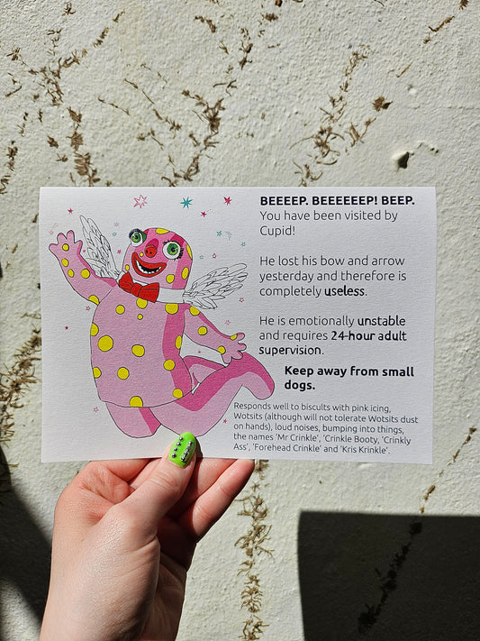 Cupid Mr Blobby Card