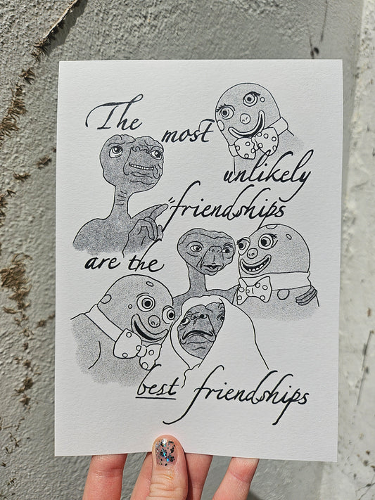 "Unlikely Friendship" - Mr Blobby & E.T.  Art Print