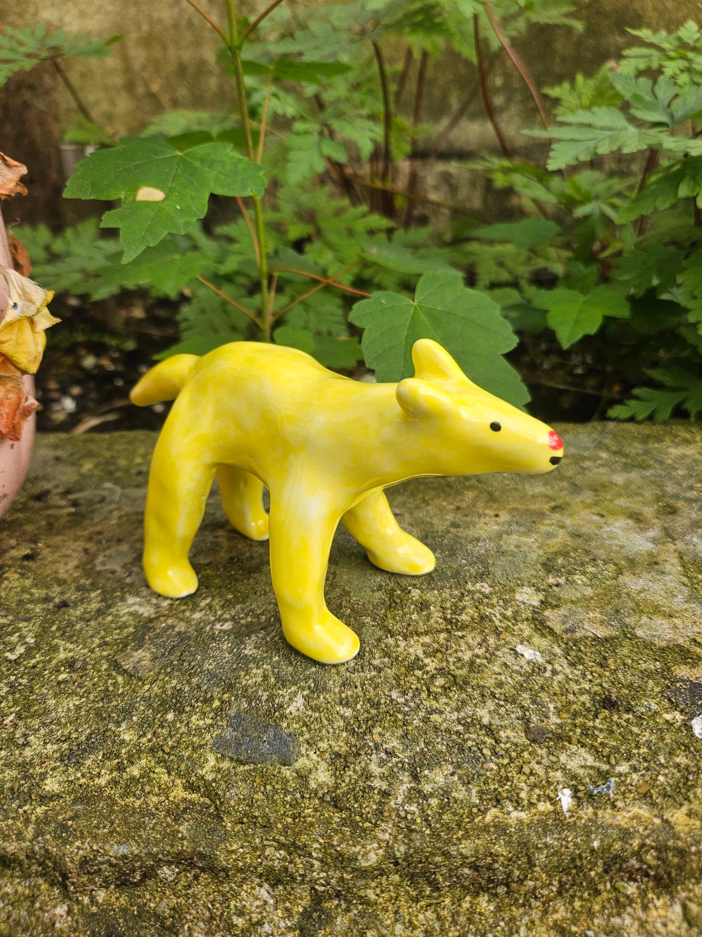 Ceramic Yellow Dog (red nose)