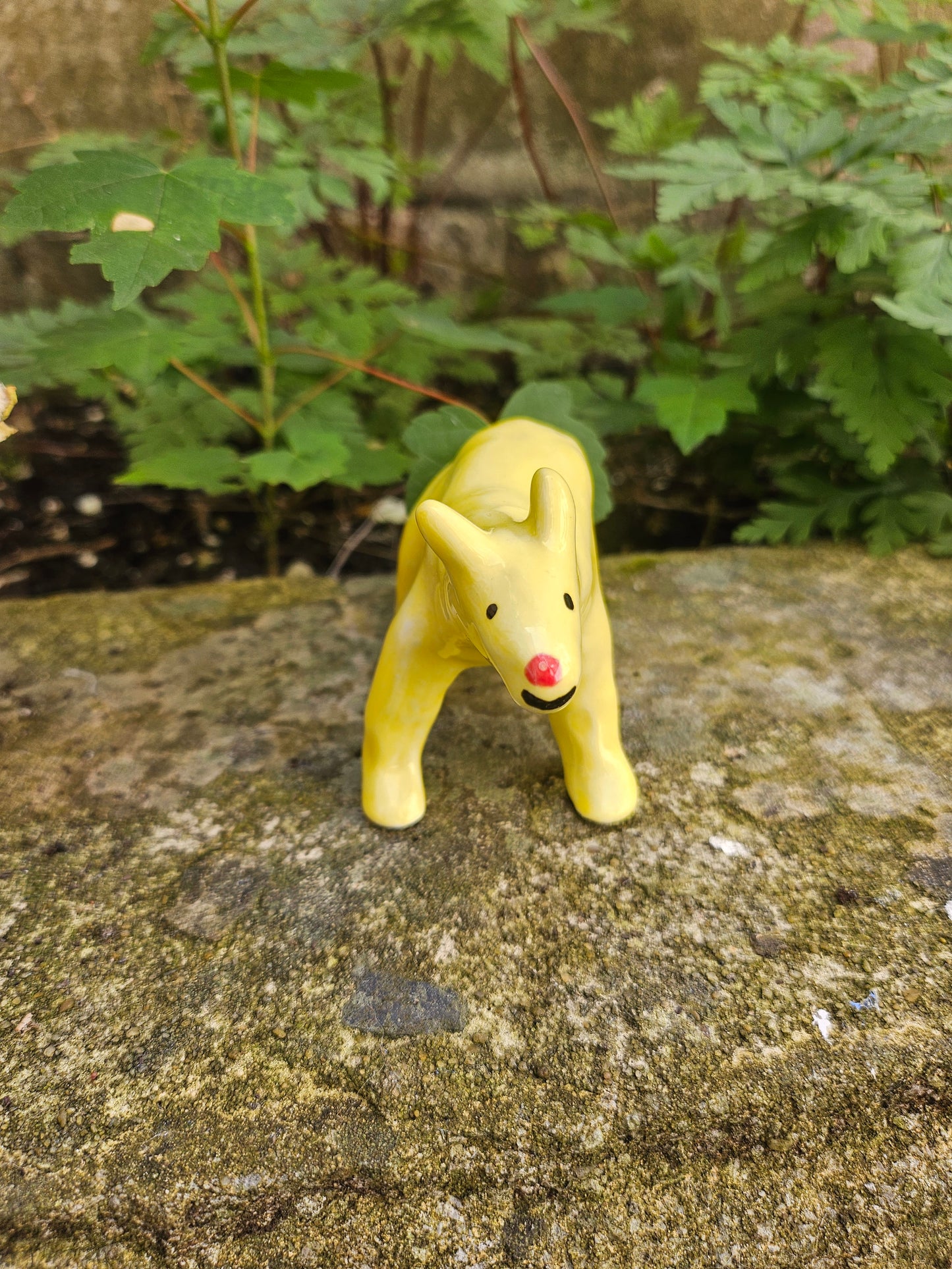 Ceramic Yellow Dog (red nose)