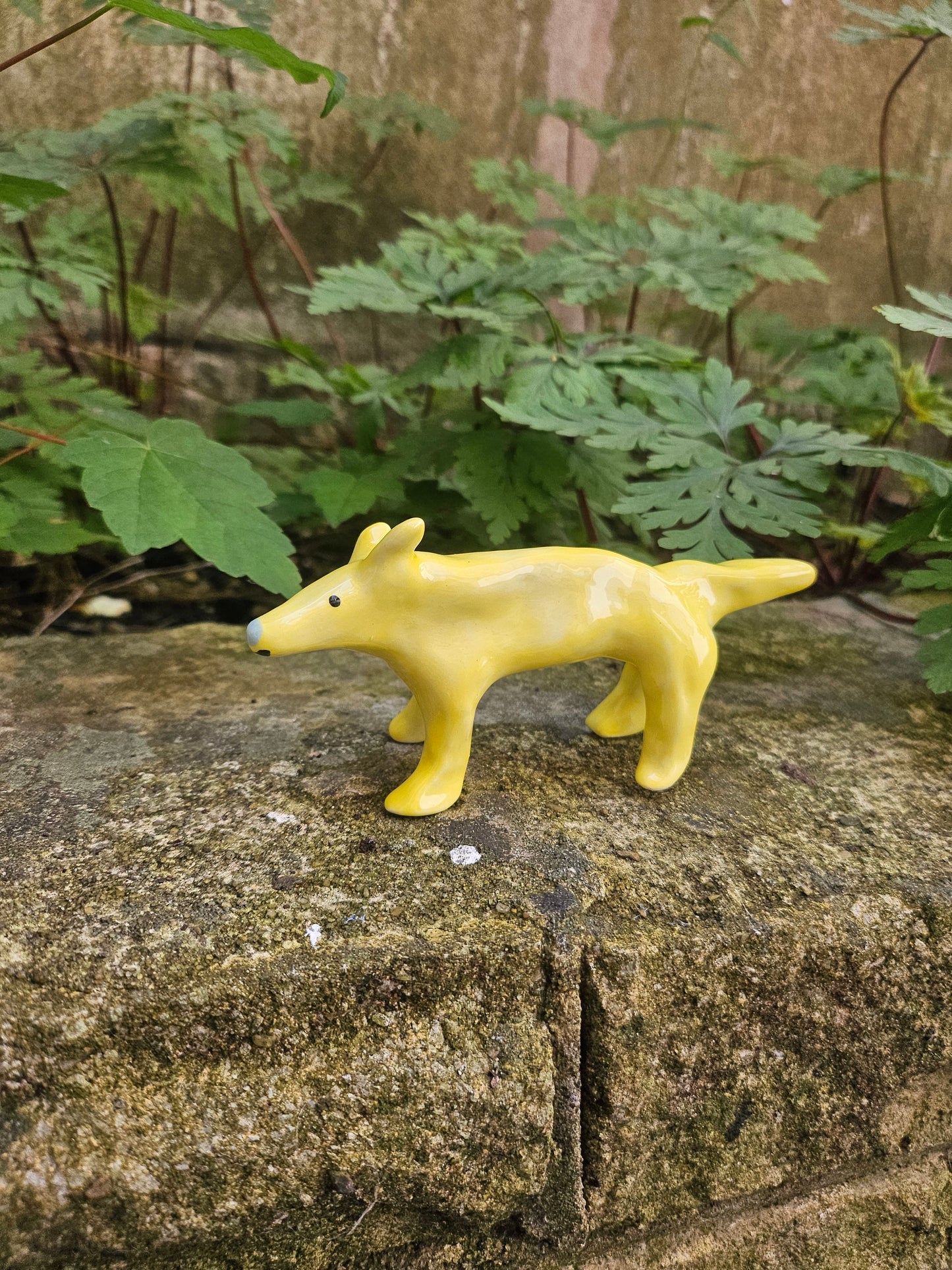 Yellow Ceramic Dog (blue nose)