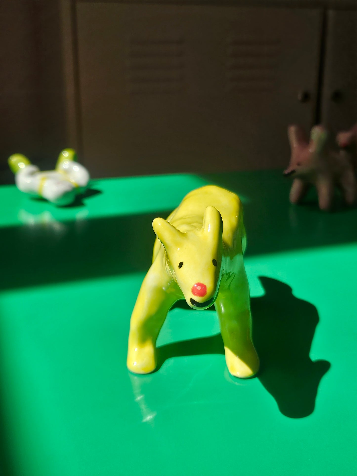 Ceramic Yellow Dog (red nose)