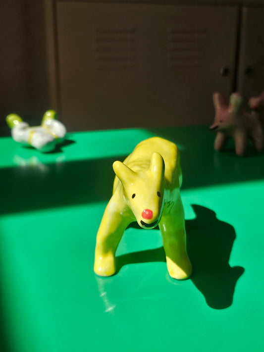 Ceramic Yellow Dog (red nose)