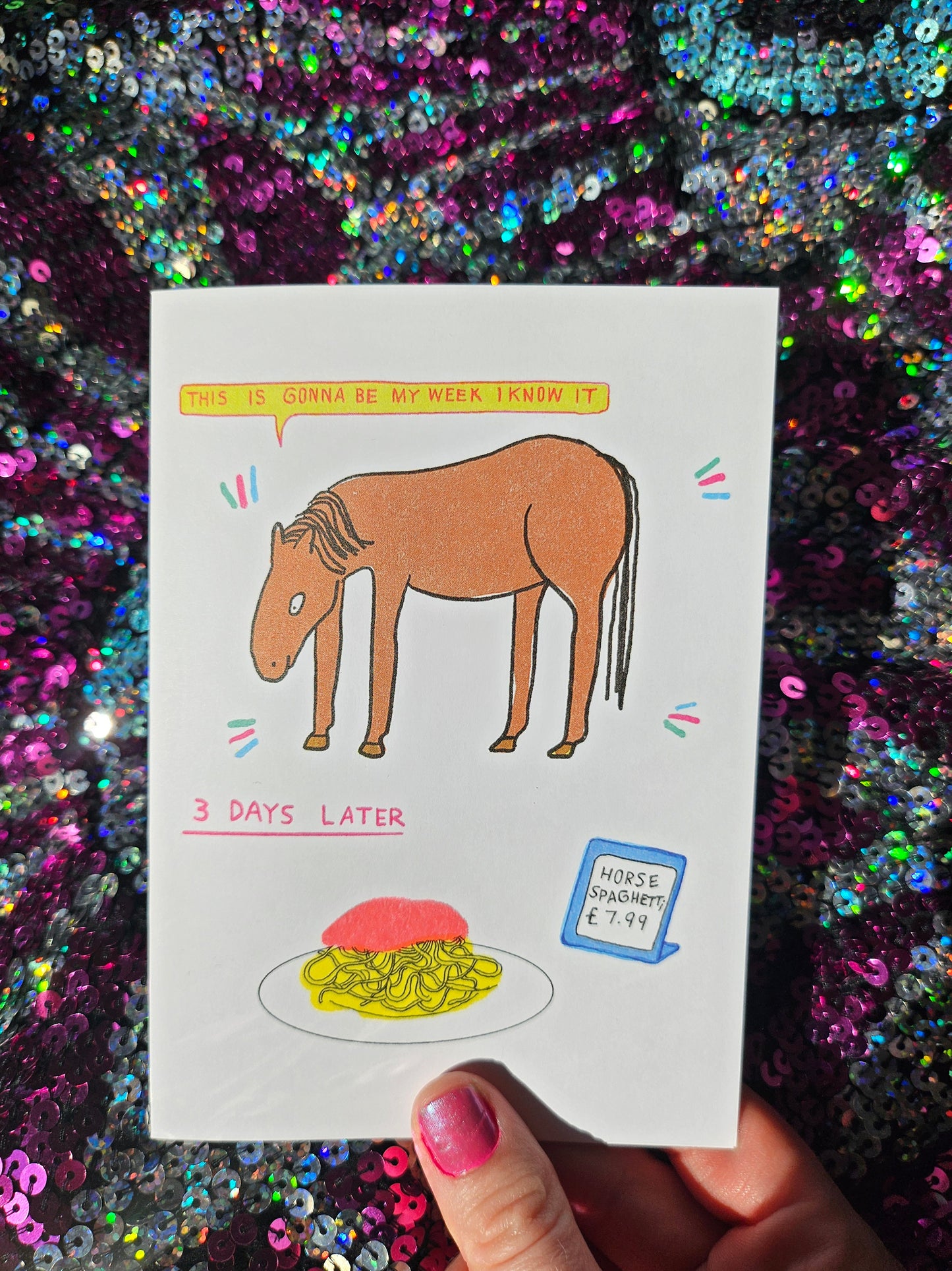 Horse Spaghetti A6 Card