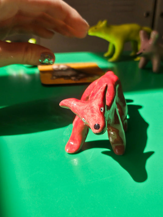 Handmade Red Ceramic Dog