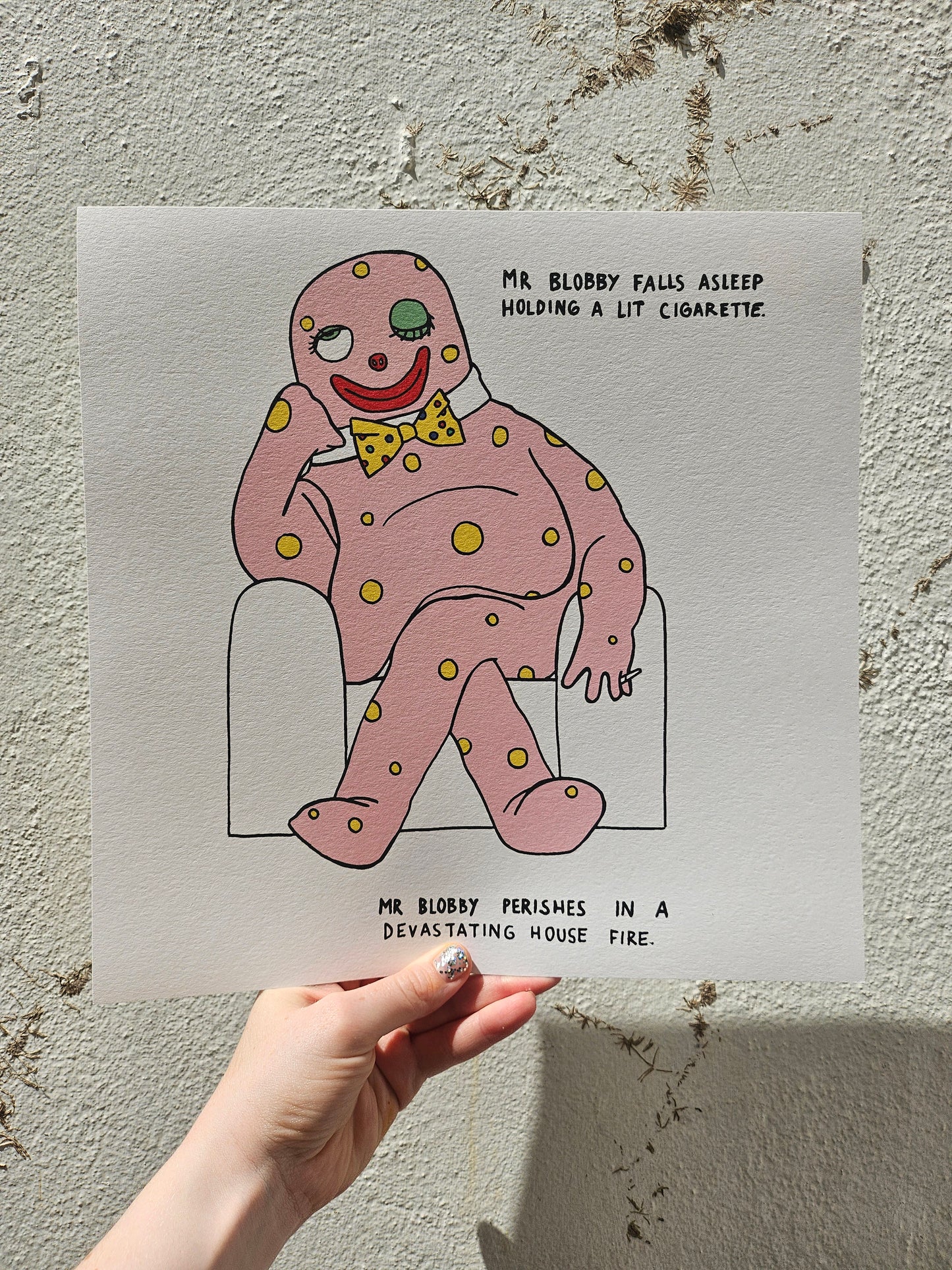 "Mr Blobby Perishes In A Devastating House fire" Artist Print