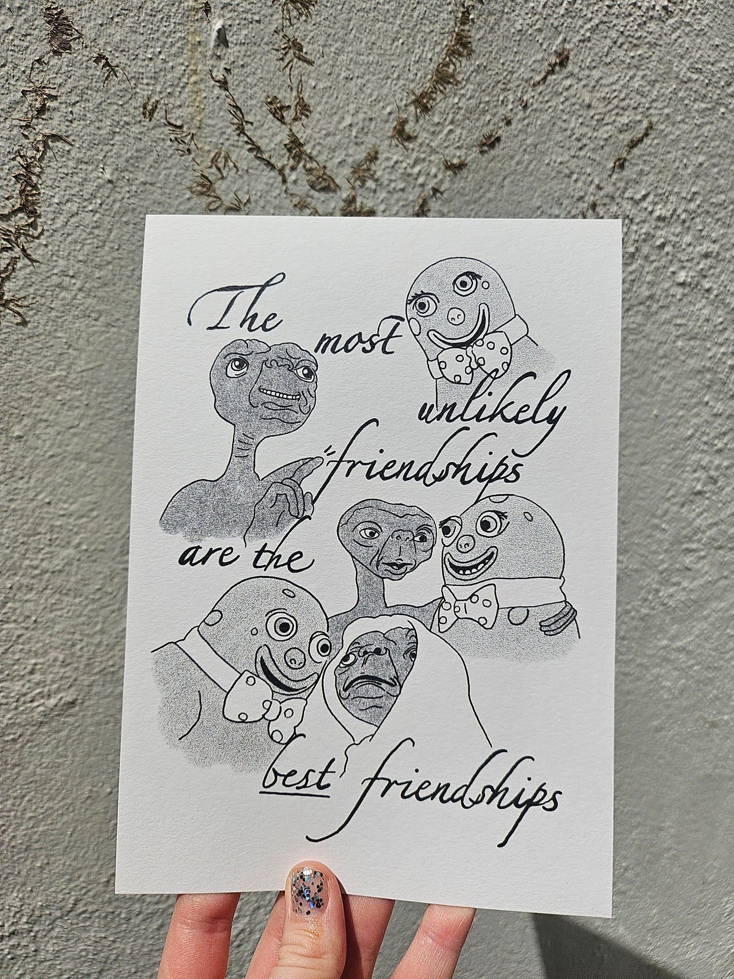 "Unlikely Friendship" - Mr Blobby & E.T.  Art Print