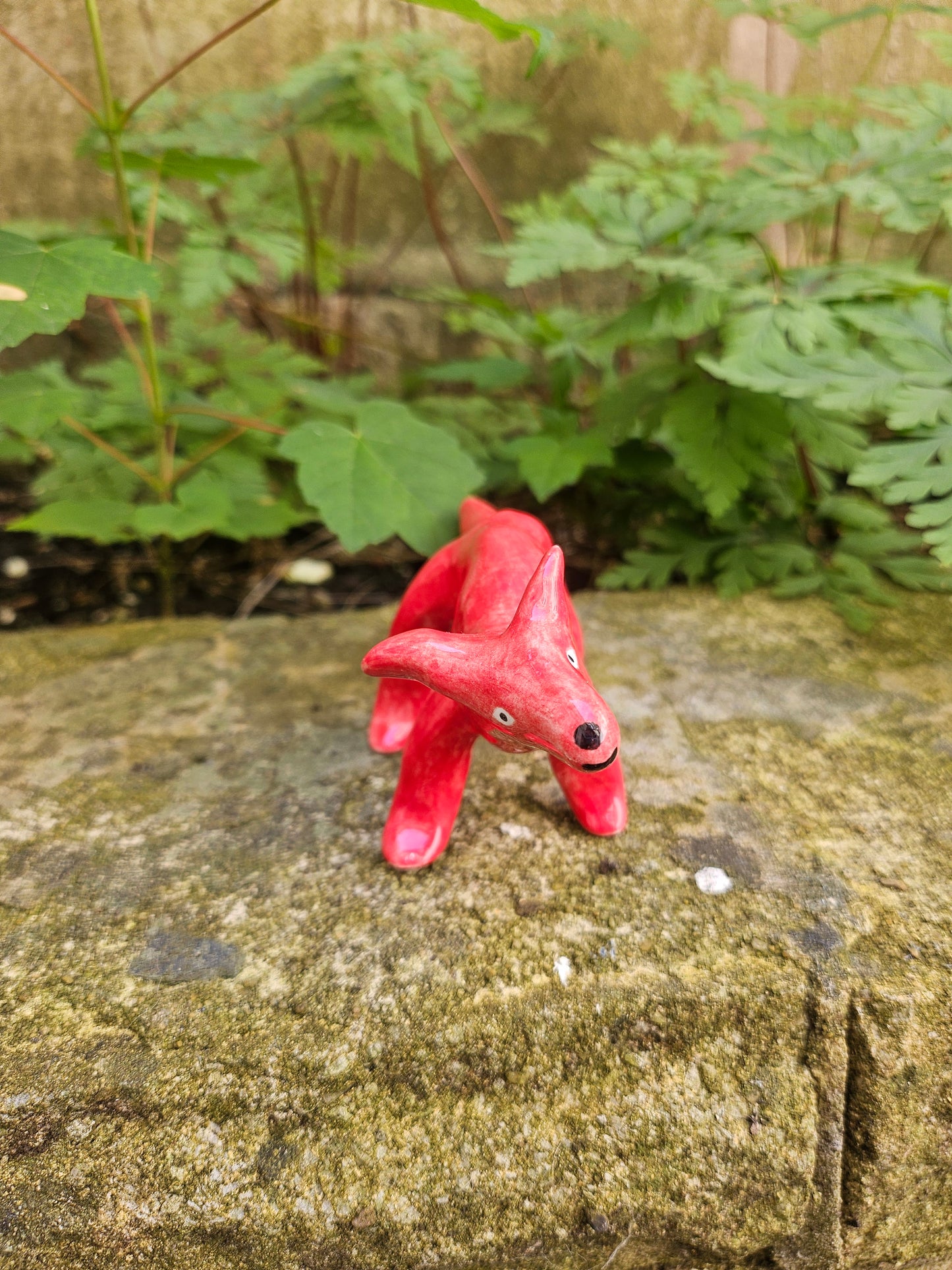 Handmade Red Ceramic Dog