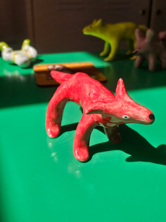 Handmade Red Ceramic Dog