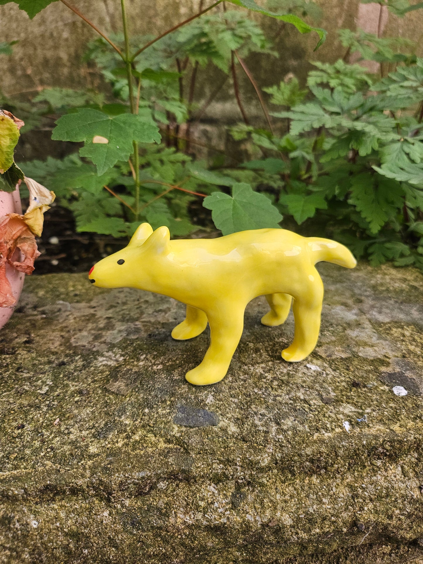 Ceramic Yellow Dog (red nose)