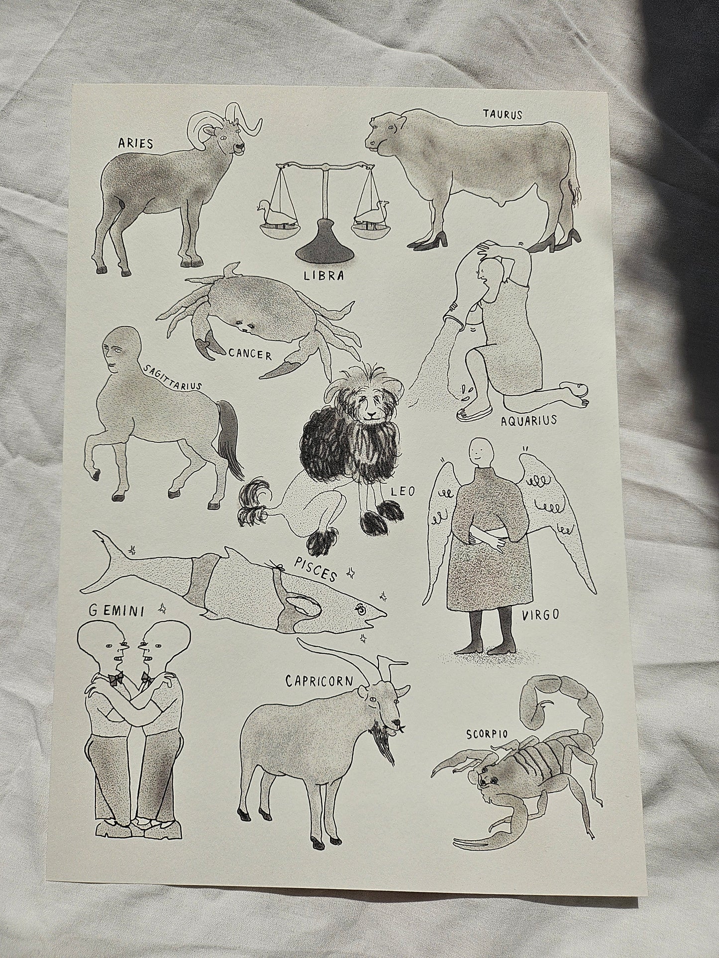 "Zodiac Signs" A4 Illustration Print by Louise McFarlane