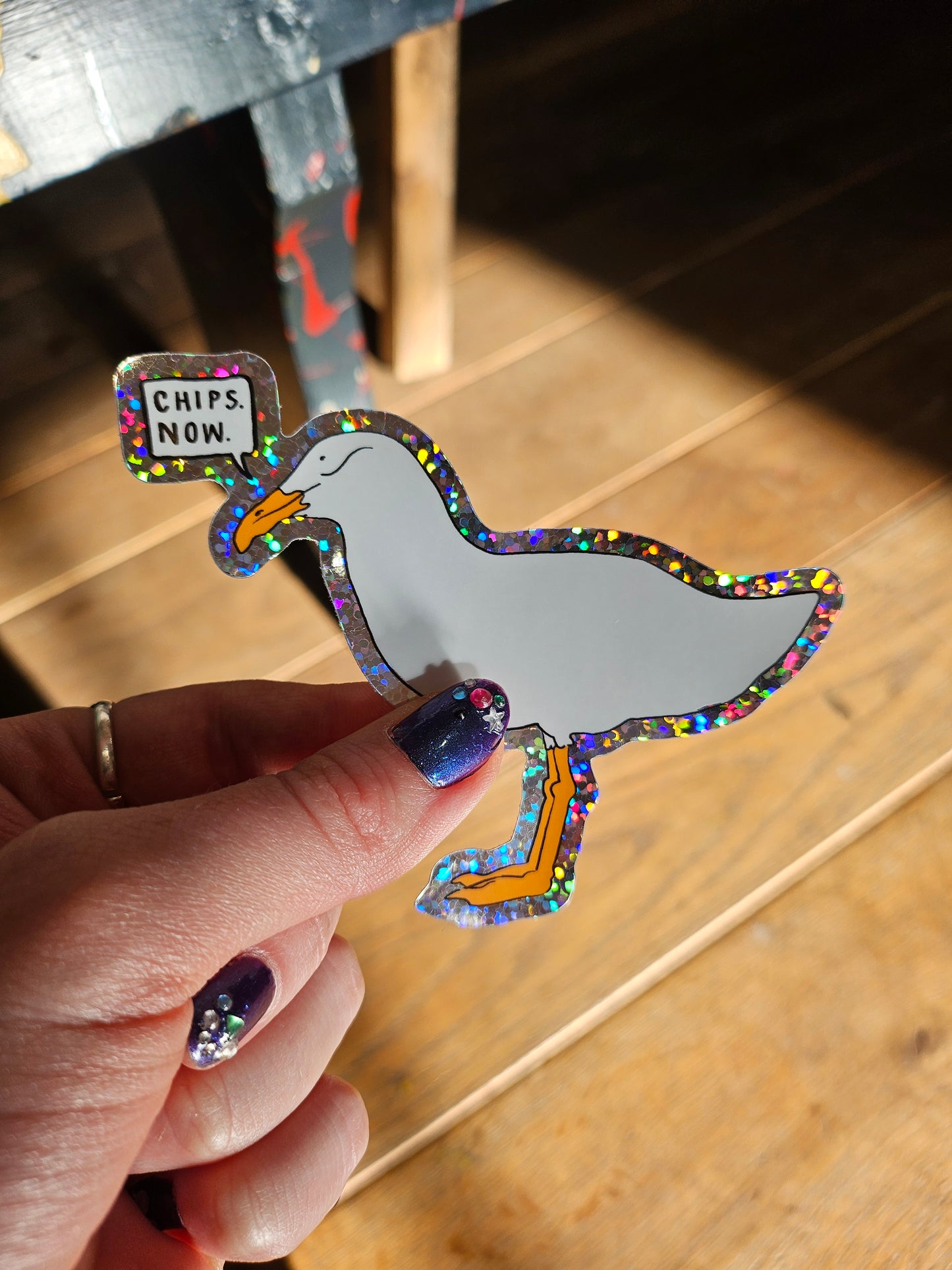 Chips. Now. Holographic sticker