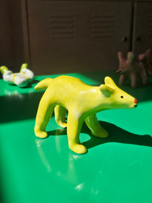 Ceramic Yellow Dog (red nose)