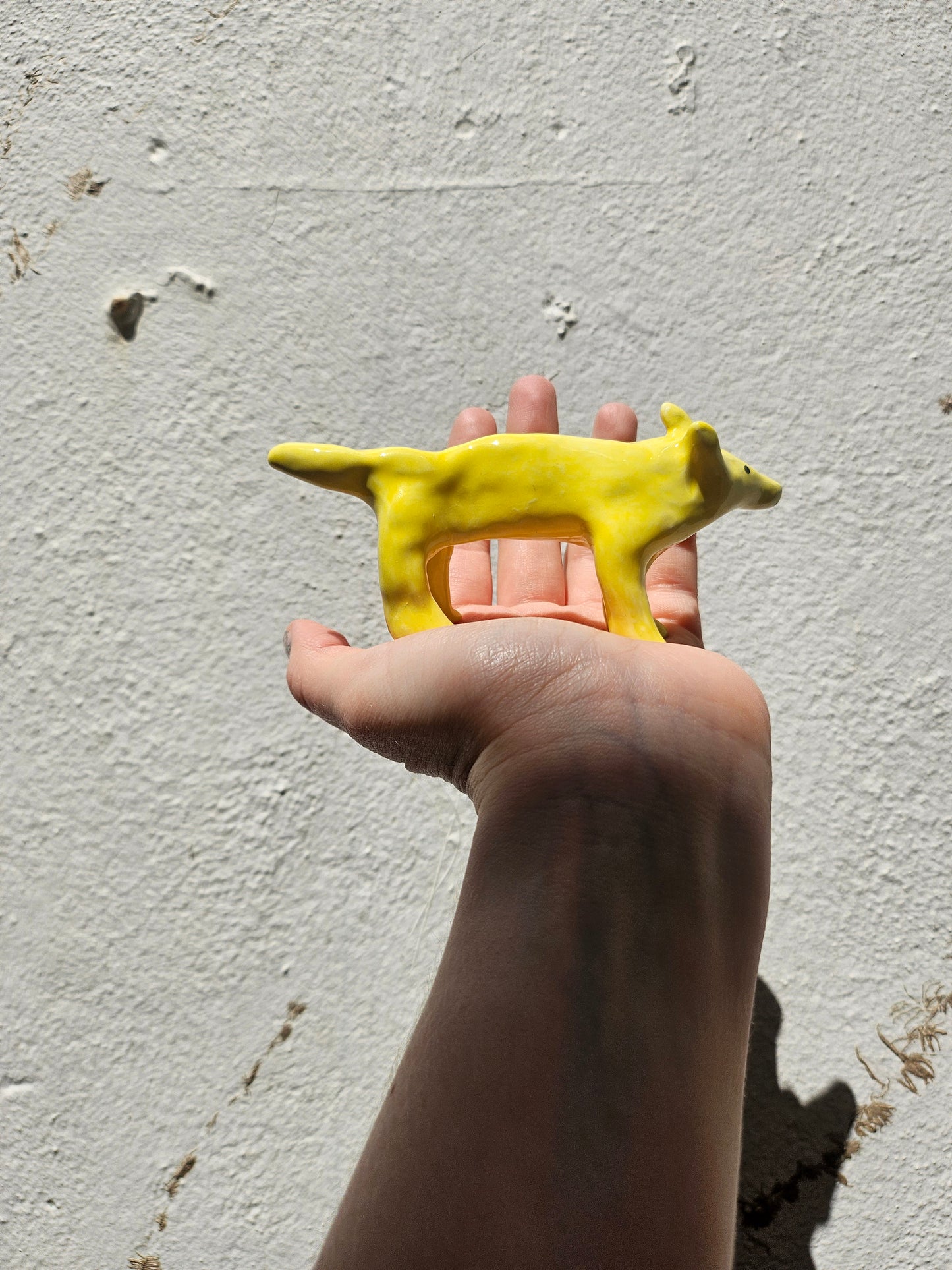 Yellow Ceramic Dog (blue nose)