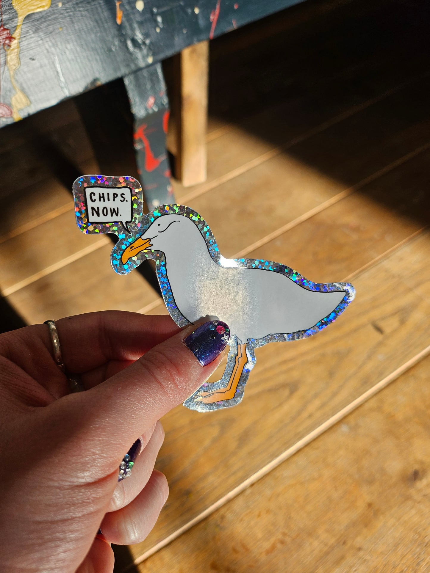 Chips. Now. Holographic sticker