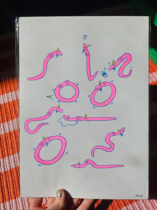A4 "Party Worms" Riso Print